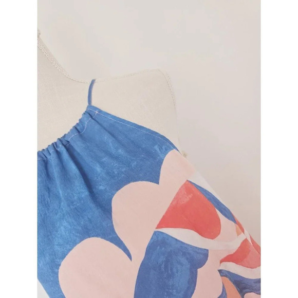 Maeve Anthropologie NWT Flounced Halter Chiffon Blue Pink Maxi Dress S Small - Picture 3 of 13